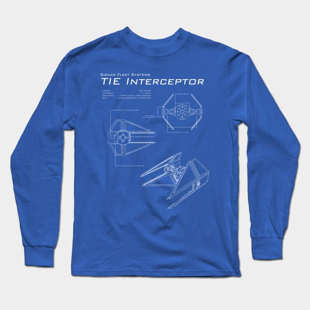 TIE Interceptor Blueprints Long Sleeve T-Shirt by patrickkingart